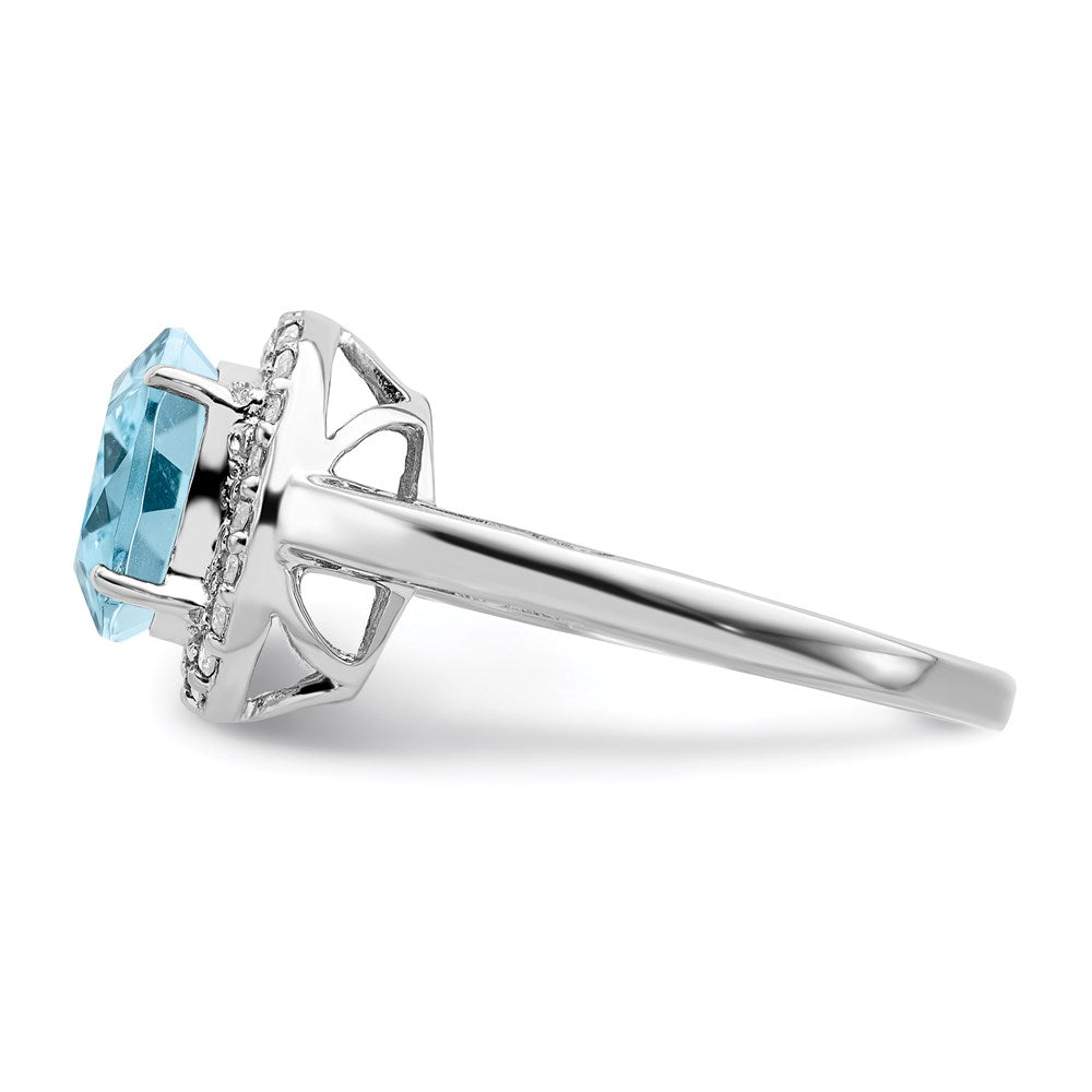 Sterling Silver Rhodium Sky Blue Topaz & Diam. Ring