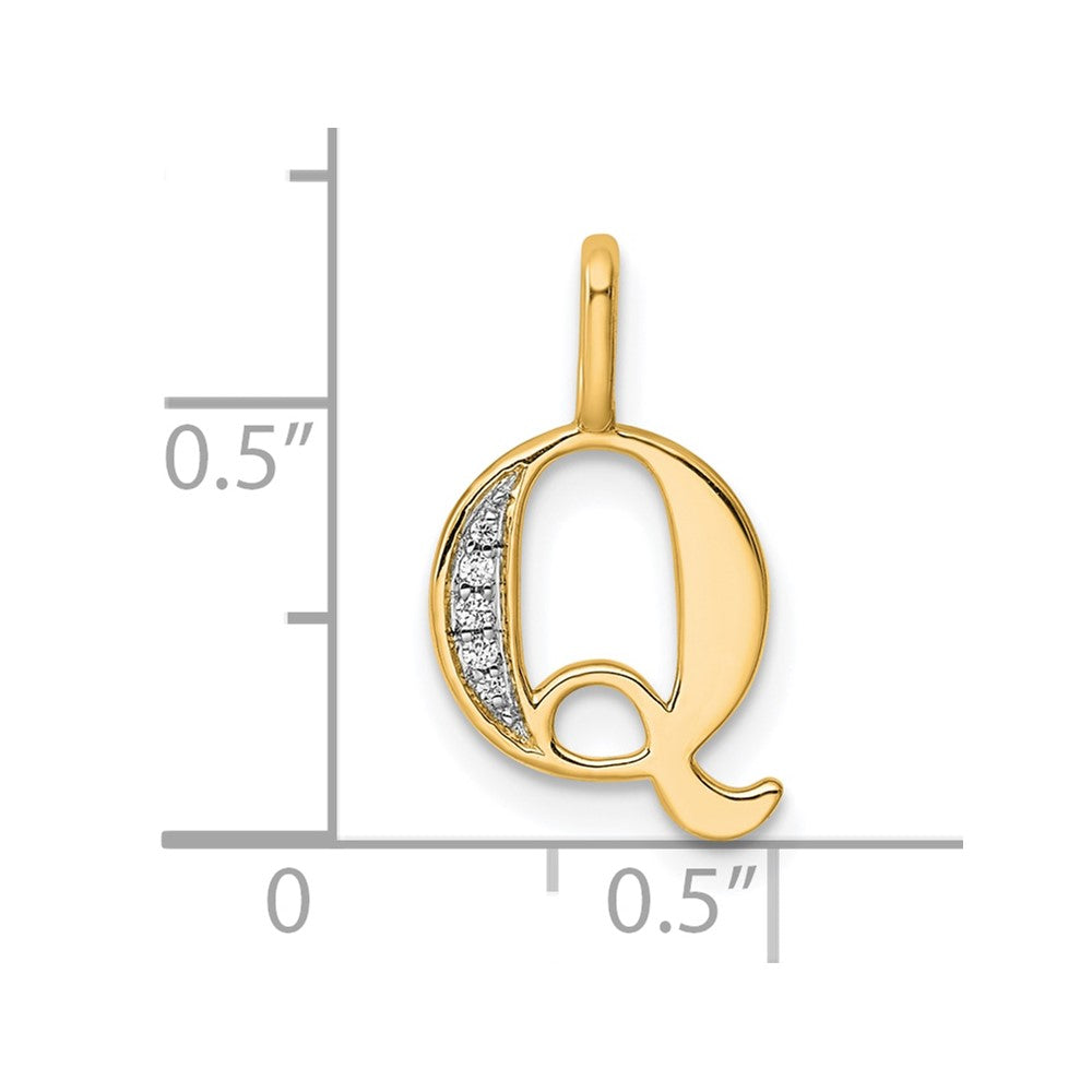 10K Diamond Letter Q Initial Pendant