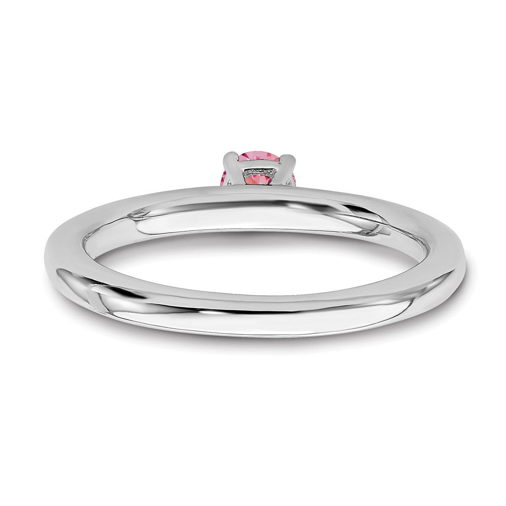 Sterling Silver Stackable Expressions Rhodium Pink Tourmaline Ring