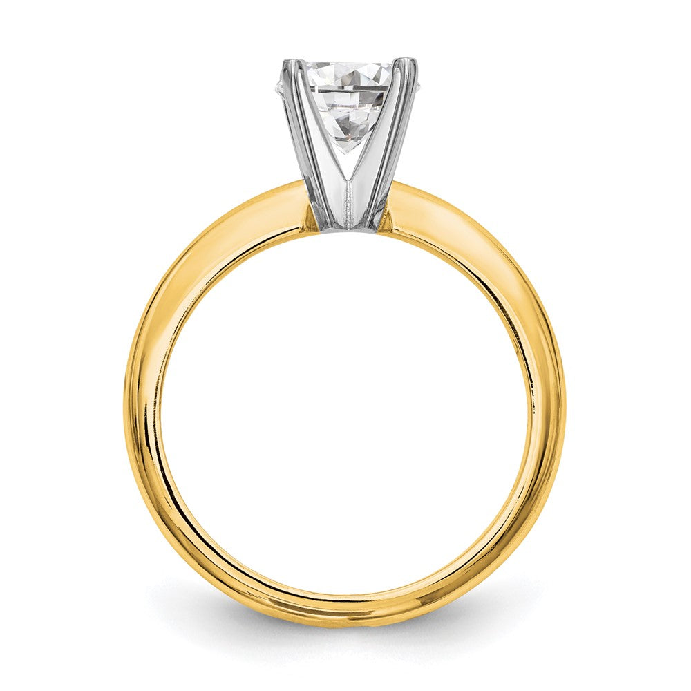 14k Two-Tone 1 carat Heavy-Weight Half-Round 4-Prong Round Solitaire Ring Mounting