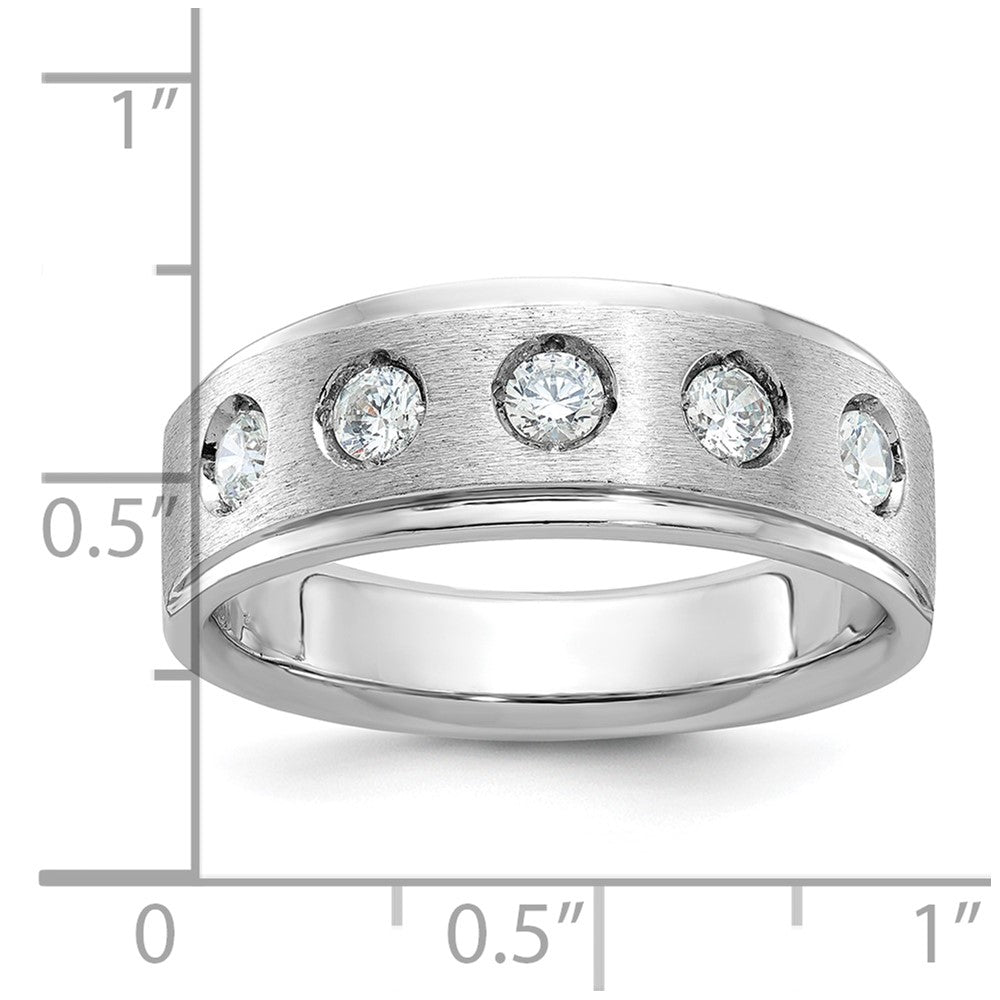 14k White Gold IBGoodman Men's Polished and Satin 1/2 carat Diamond Complete Ring