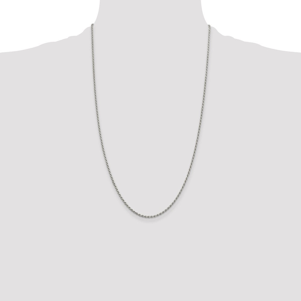 Sterling Silver Rhodium-plated 1.7mm Diamond-cut Rope Chain 26 Inches