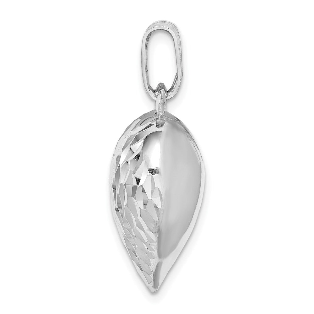 Sterling Silver Rhodium-plated Polished & D/C Heart Pendant