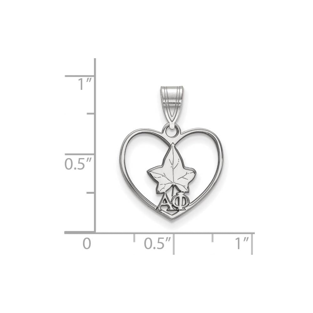 Sterling Silver LogoArt Official Licensed Greek Sororities Alpha Phi (??) Heart Pendant