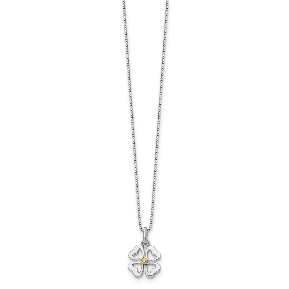 White Ice Sterling Silver Rhodium-plated Gold-tone 18 Inch Diamond Four Hearts Necklace with 2 Inch Extender 18 Inches