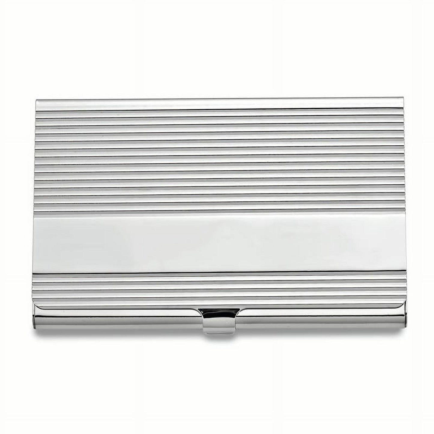 Silver-tone Ribbed Business Card Case Q-GM4947