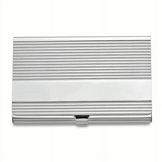 Silver-tone Ribbed Business Card Case Q-GM4947