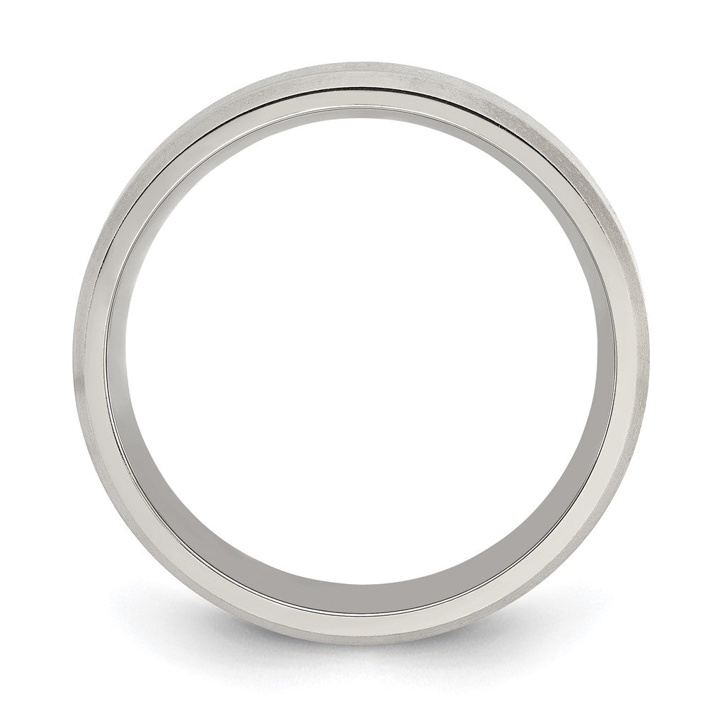 Titanium Brushed and Polished 6mm Beveled Edge Band Size - 12