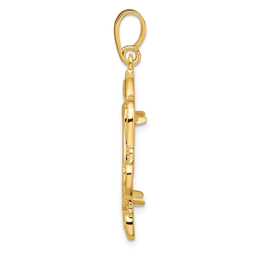 Wideband Distinguished Coin Jewelry 14k Polished Curved Scroll 17.8mm Prong Coin Bezel Pendant