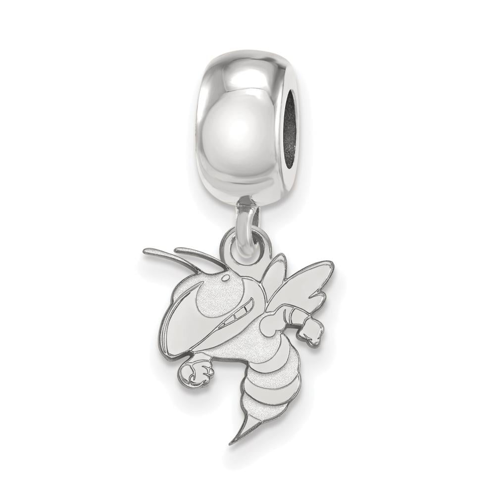 Sterling Silver Rhodium-plated LogoArt Georgia Institute of Technology Yellow Jacket Small Dangle Bead Charm