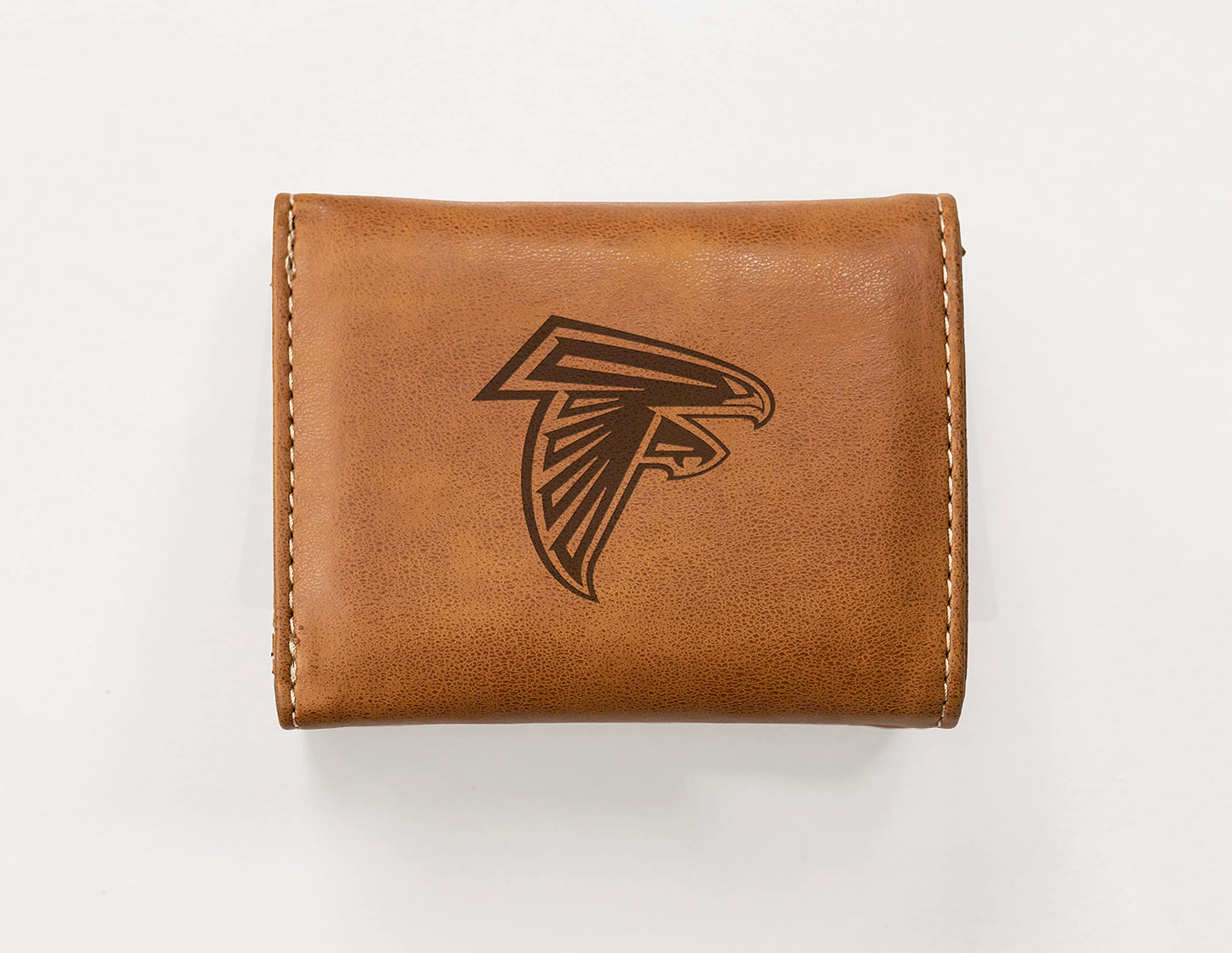 Football Rico Industries Atlanta  Brown Laser Engraved Trifold Laser Engraved Tri-Fold Wallet - Men's Accessory