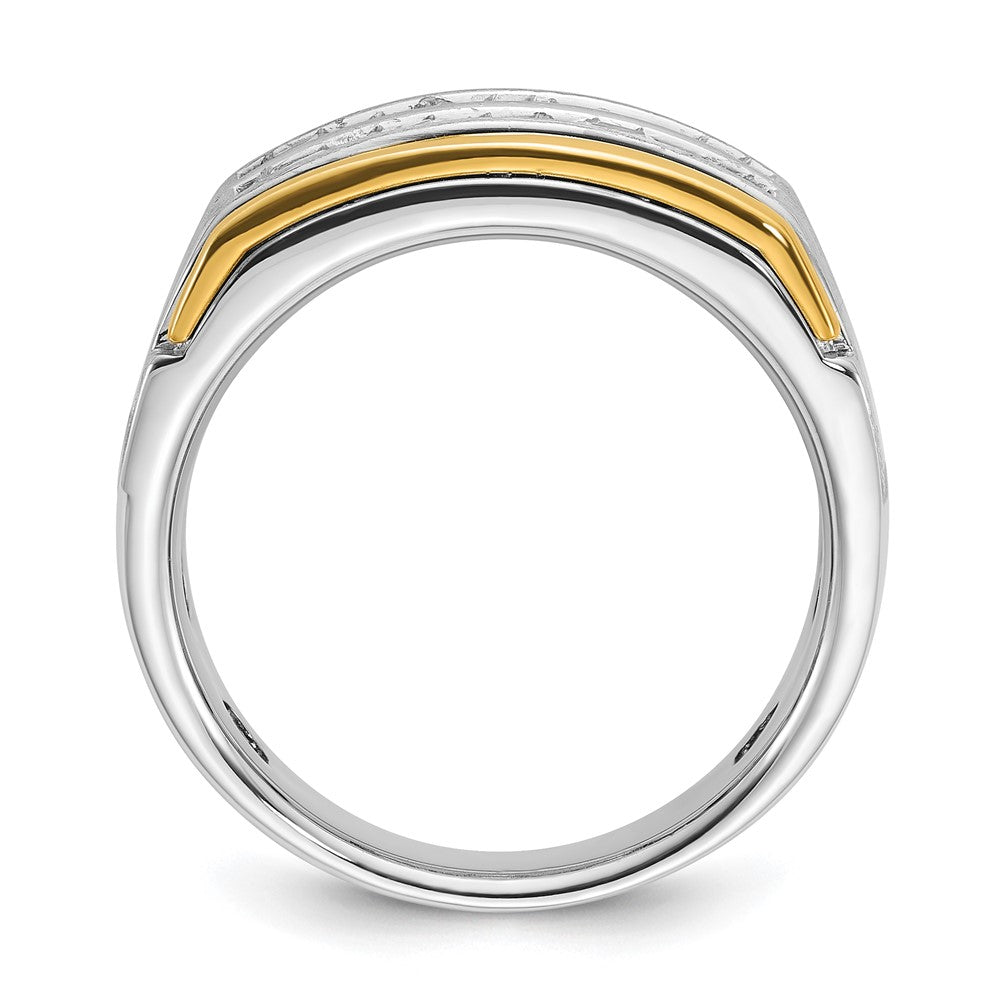IBGoodman 14k Two Tone 2 carat Lab Grown Diamond VS/SI+ G+ Princess Complete Polished and Satin Two Row Men's Ring