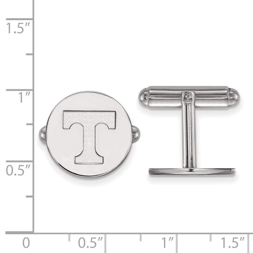 Sterling Silver Rhodium-plated LogoArt University of Tennessee Letter T Cuff Links QSS012UTN