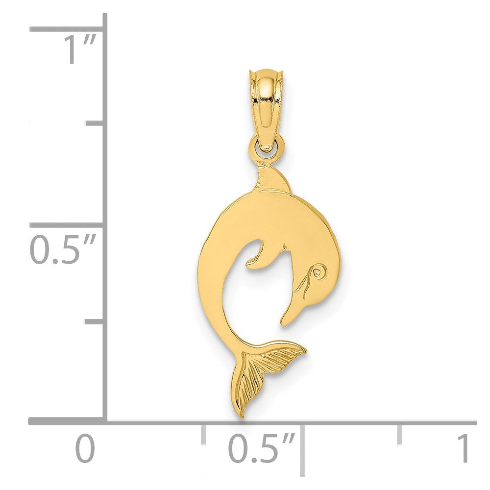 14K Flat and Polished Dolphin Charm