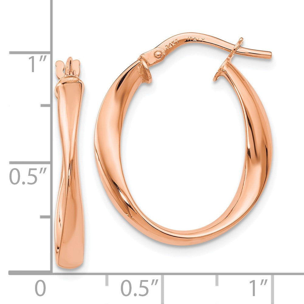 14K with Rose Gold Plating Polished Hoop Earrings