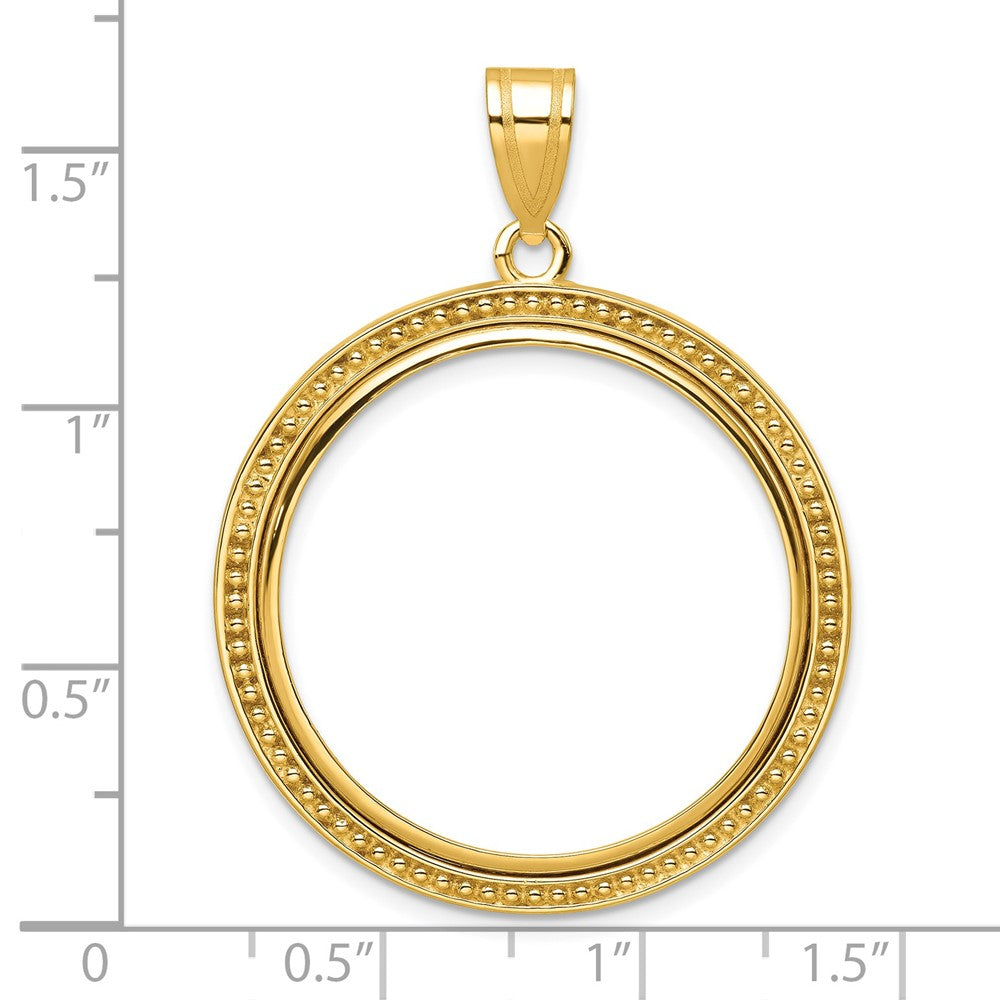 Wideband Distinguished Coin Jewelry 14k Polished and Beaded 27.0mm Prong Coin Bezel Pendant