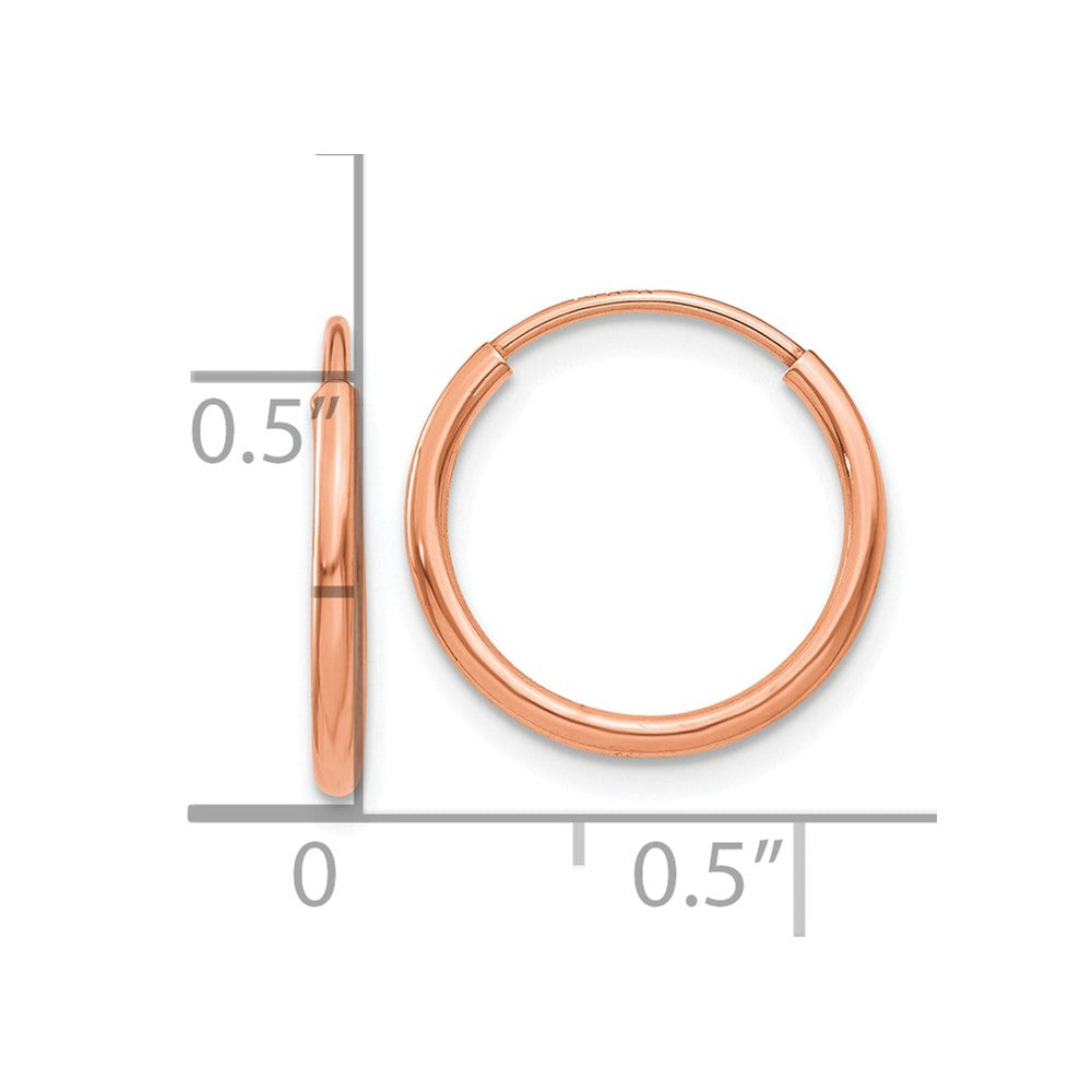 14k Rose Gold 1.00mm Polished Endless Hoop Earrings