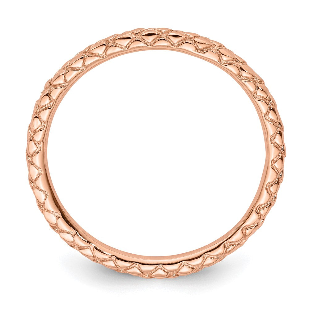 Sterling Silver Stackable Expressions Pink-plated Criss-cross Ring Size -7