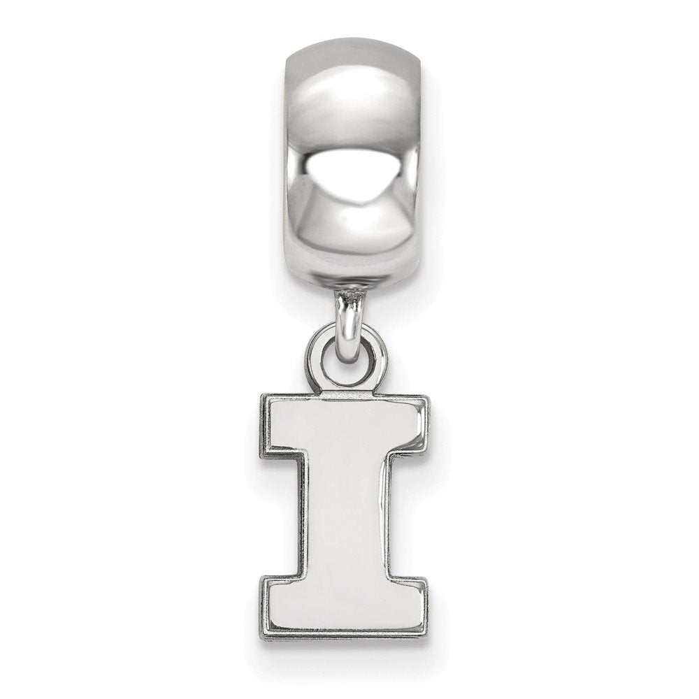 Sterling Silver Rhodium-plated LogoArt University of Illinois Letter I Extra Small Dangle Bead Charm