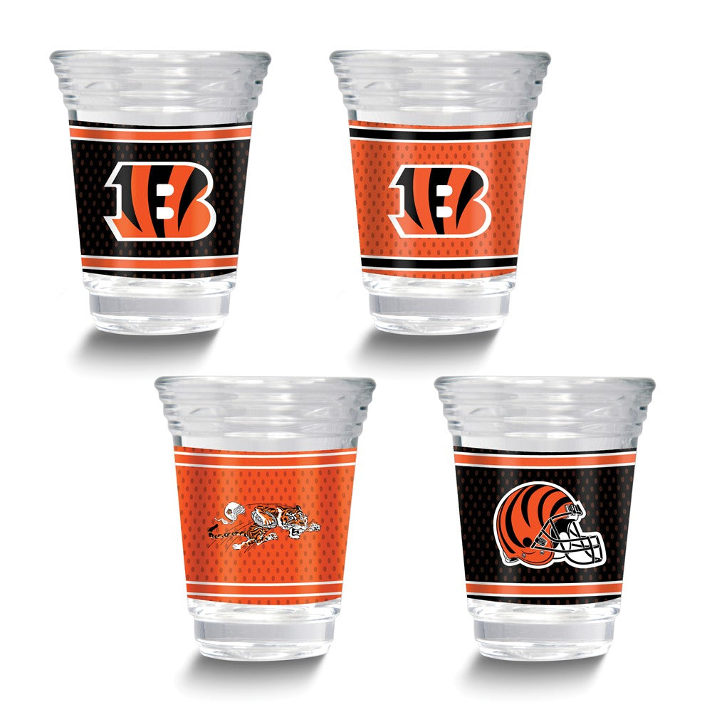 NFL Cincinnati Bengals 4-piece 2 oz. Shot Glass Set