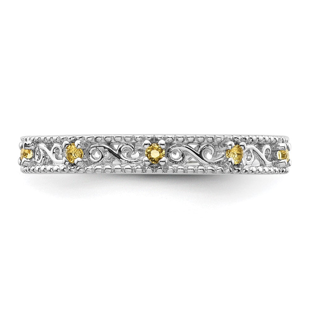Sterling Silver Stackable Expressions Citrine Ring Size -8