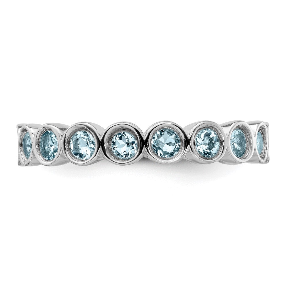 Sterling Silver Stackable Expressions Aquamarine Ring Size -5
