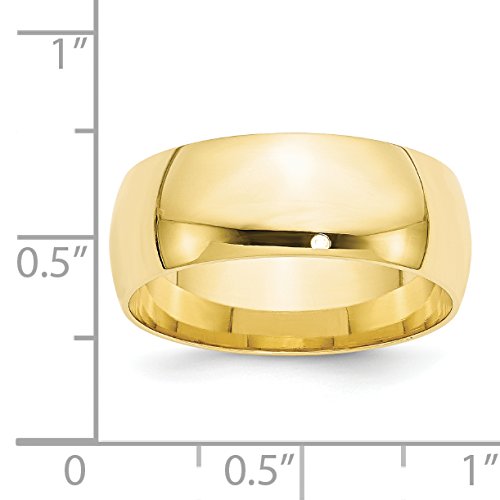 10k Yellow Gold 8mm Lightweight Comfort Fit Wedding Band Size 12.5
