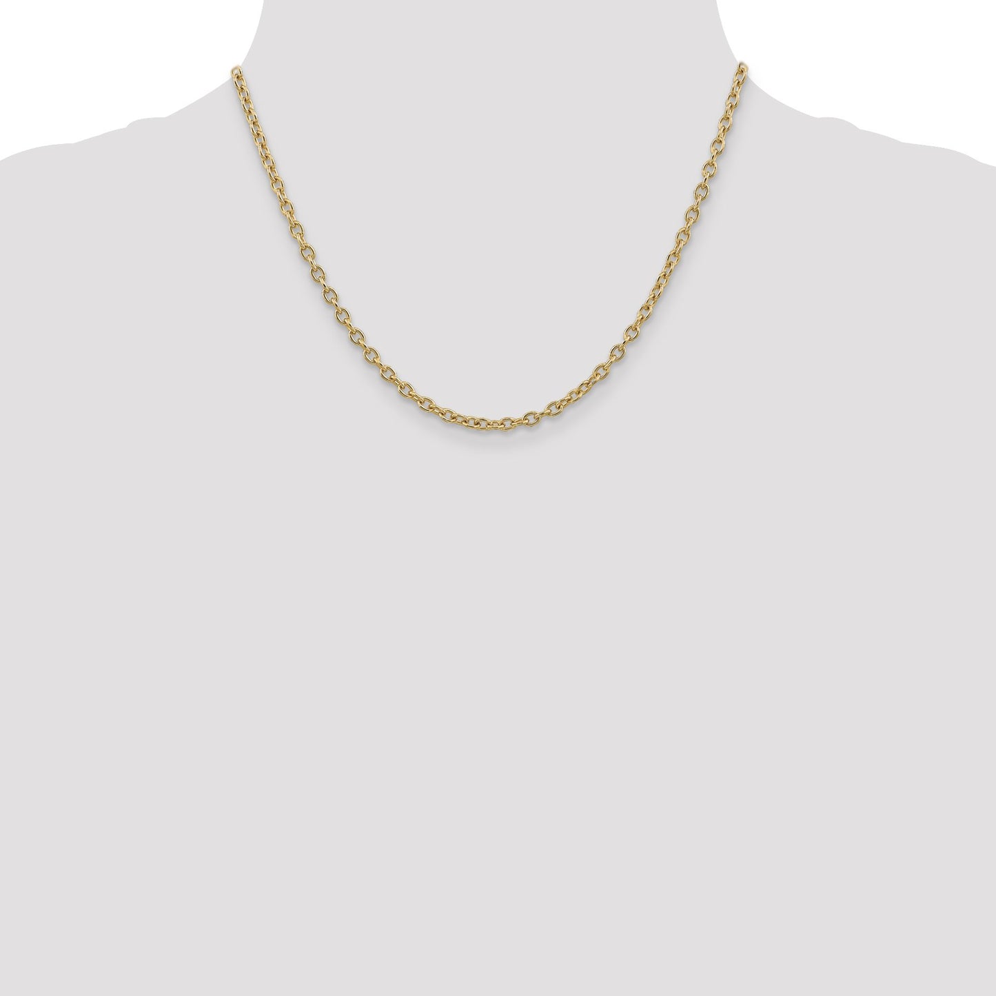 14K 18 inch 3.2mm Round Open Link Cable with Lobster Clasp Chain