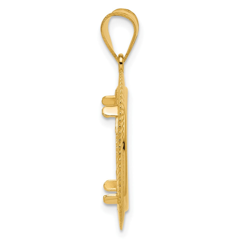 14k Polished Scalloped with 16.5mm Prong Coin Bezel Pendant