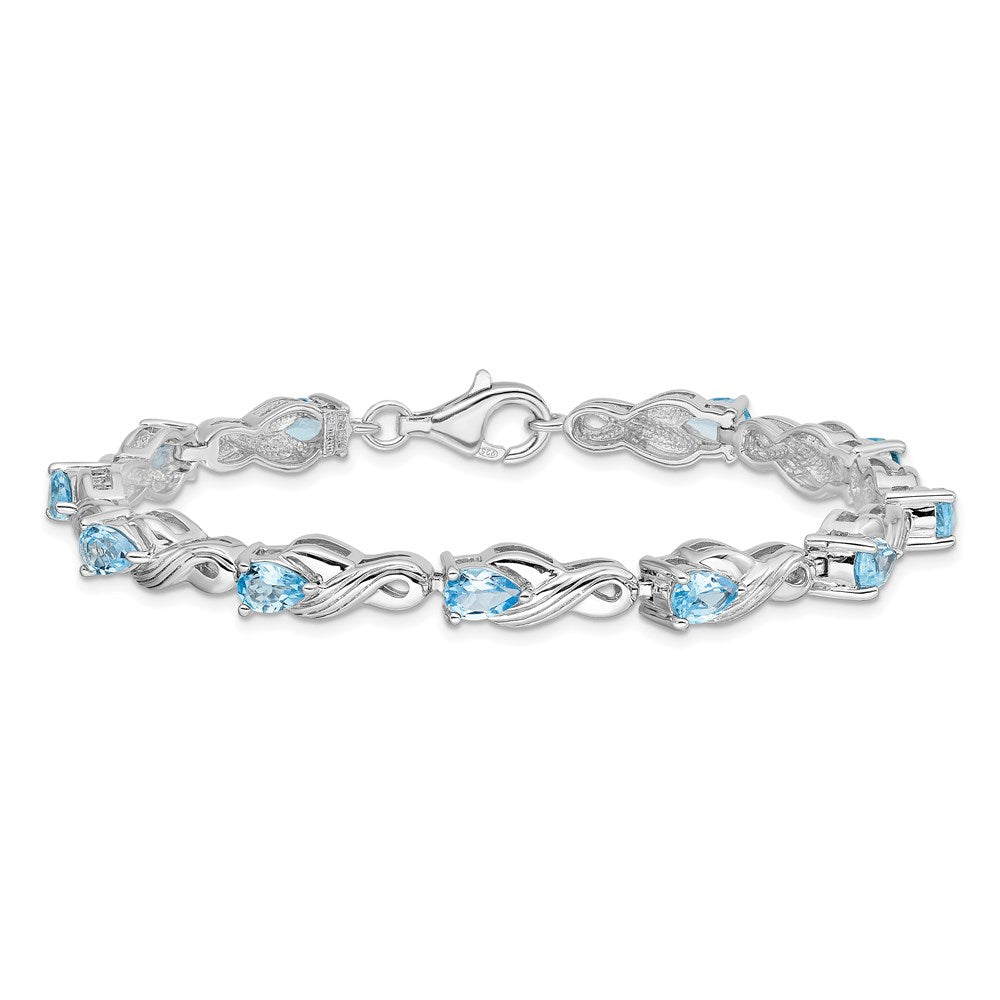 Sterling Silver Rhodium-plated Blue Topaz Bracelet 7 inches