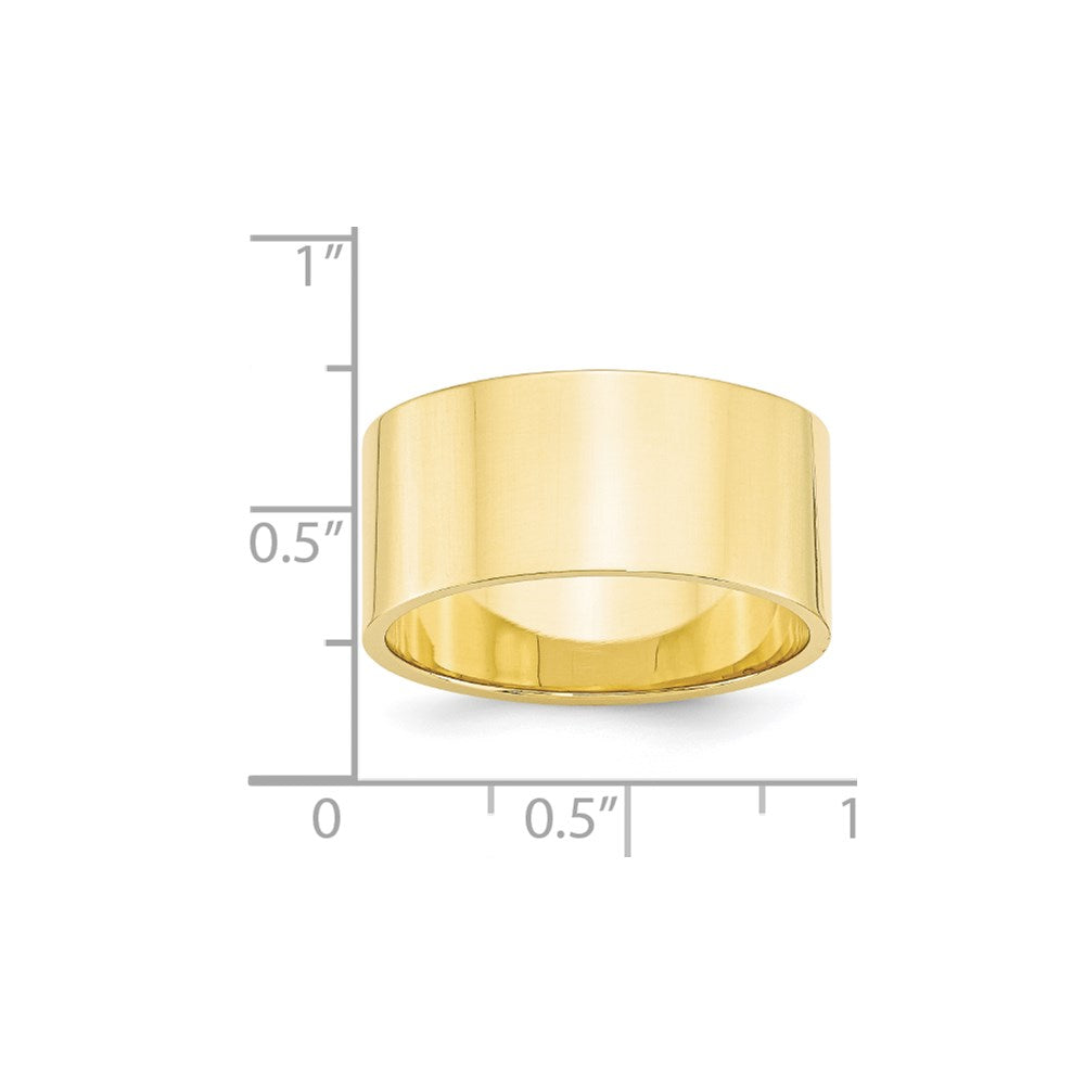 10k Yellow Gold 10mm Lightweight Flat Wedding Band Size 10
