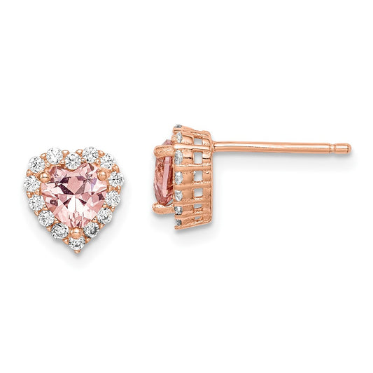 Sterling Silver Rhodium-plated Polished CZ Love Knot Post Earrings