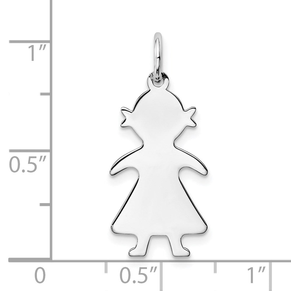 Sterling Silver Rhod-plated Eng. Girl Polished Front/Back Disc Charm