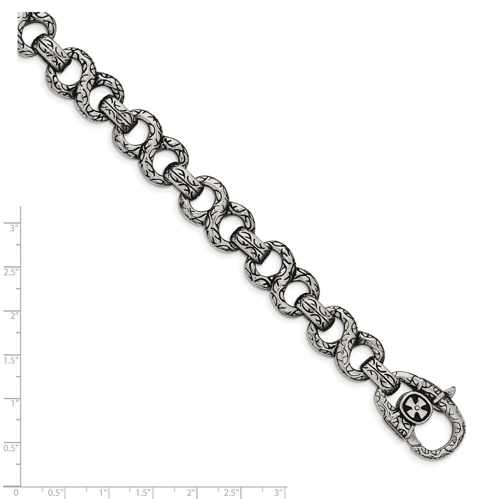 Stainless Steel Antiqued and Polished 8.5in Infinity Symbol Bracelet 8.5 inches