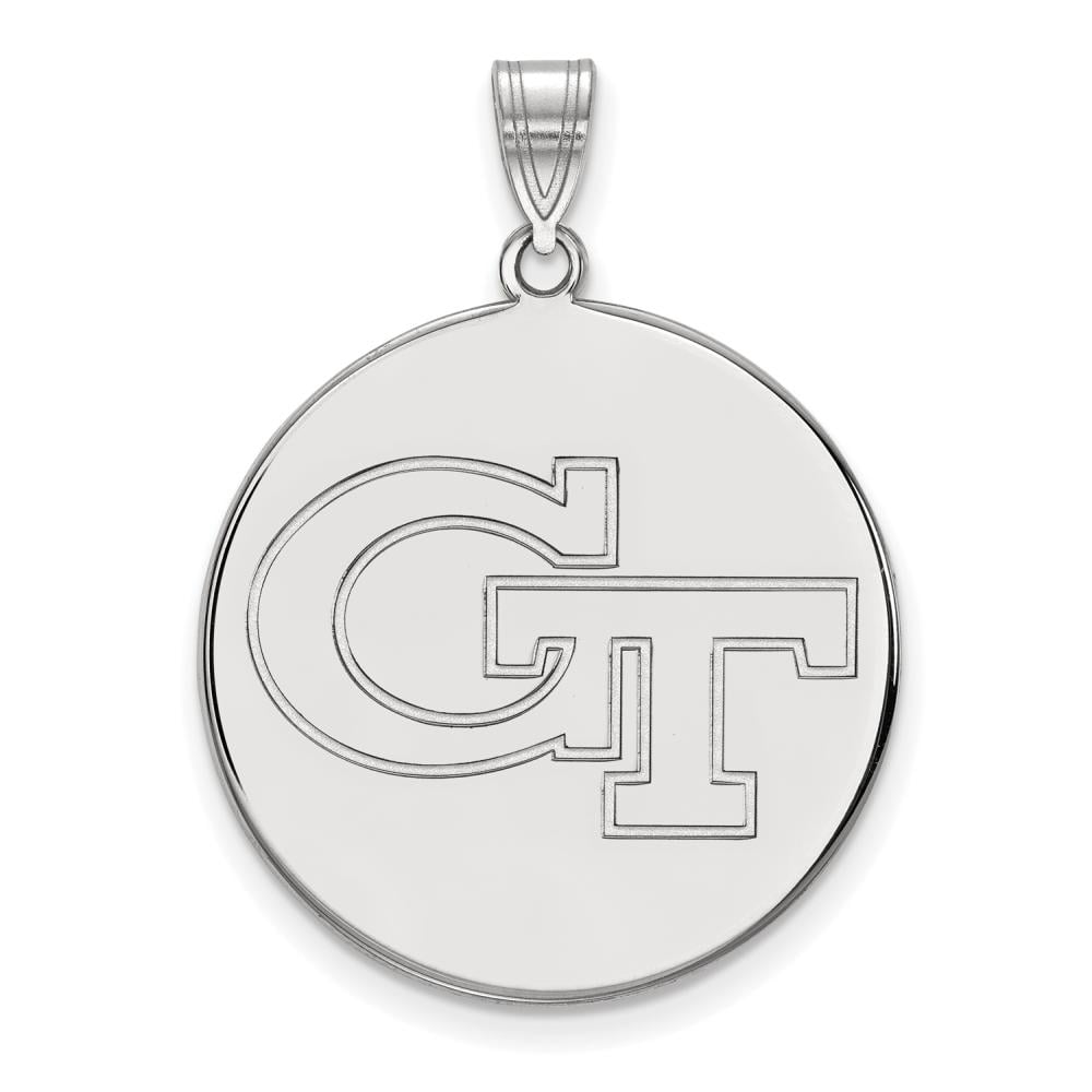 LogoArt SS063GT Sterling Silver Georgia Institute of Technology Disc Pendant, Extra Large