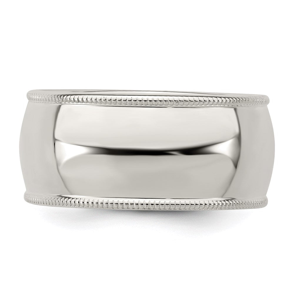 Sterling Silver 9mm Half Round Milgrain Size 10.5 Band