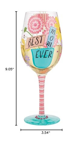 Enesco Lolita Best Mom Ever Wine Glass, 9.05 Inch, Multicolor, 15 oz
