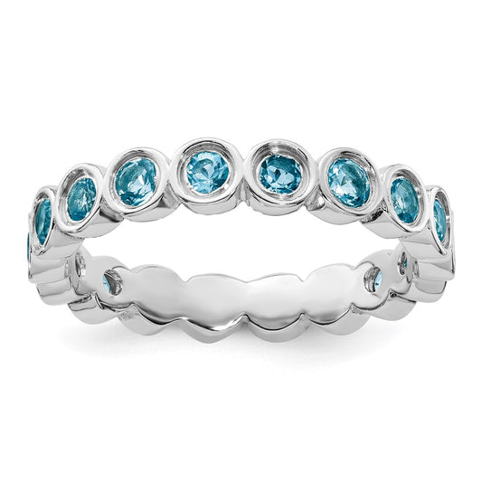 Sterling Silver Stackable Expressions Blue Topaz Ring Size -5