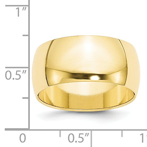 Primal Gold 10 Karat Yellow Gold 10mm Half Round Band Size 9.5