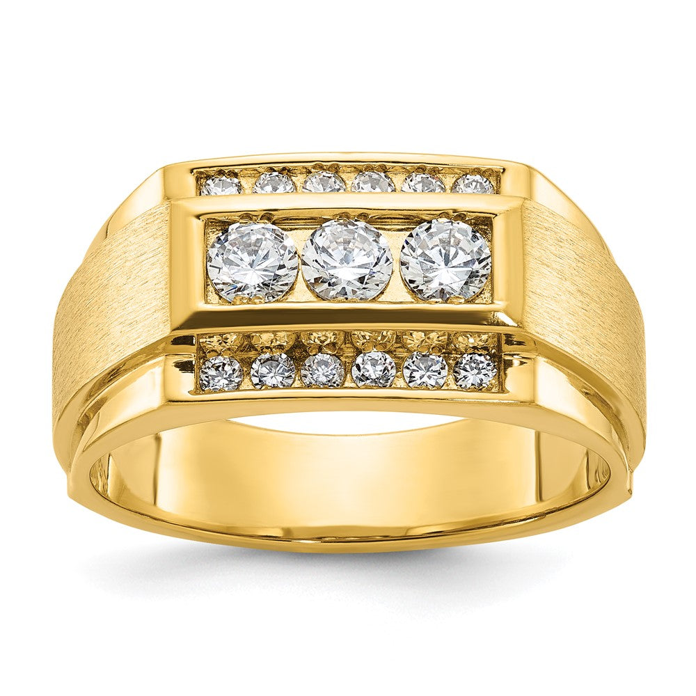 14k IBGoodman Men's Polished and Satin 3-Row Ring Mounting