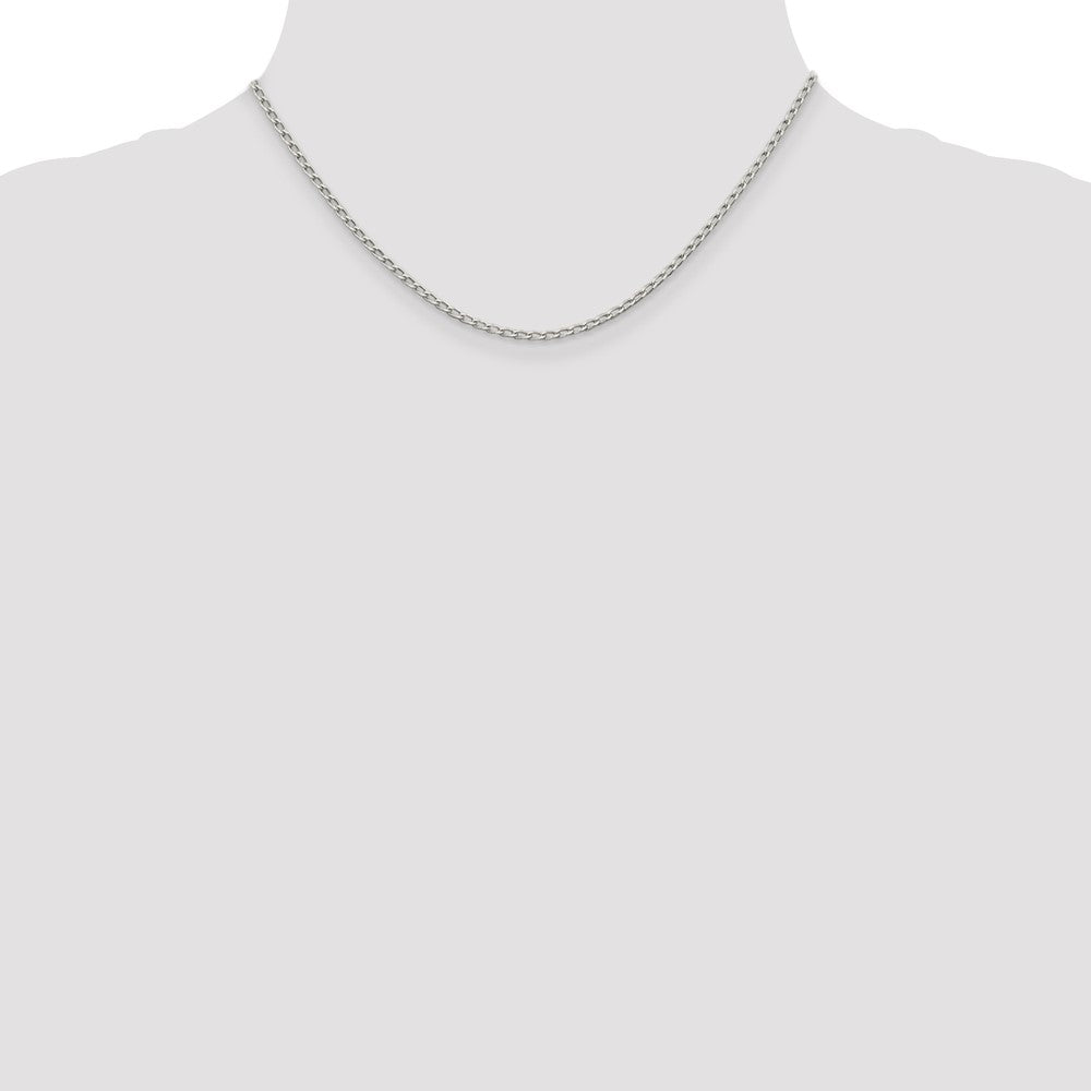 Sterling Silver 2mm Open Elongated Link Chain 16 Inches