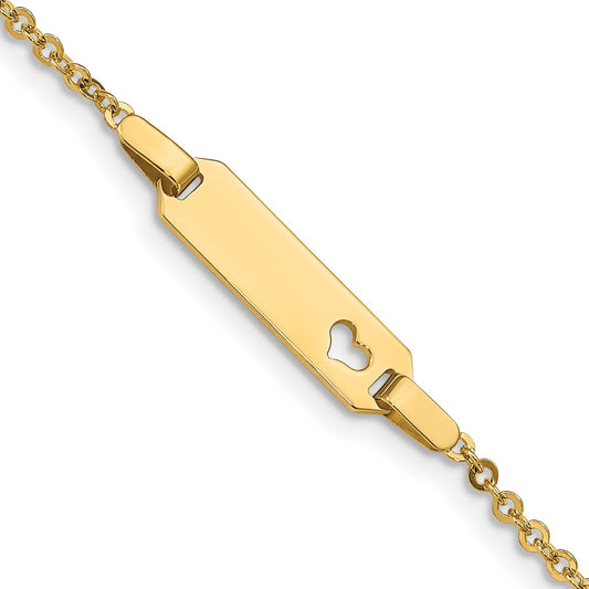 14K Children's Heart ID Bracelet 6  inches