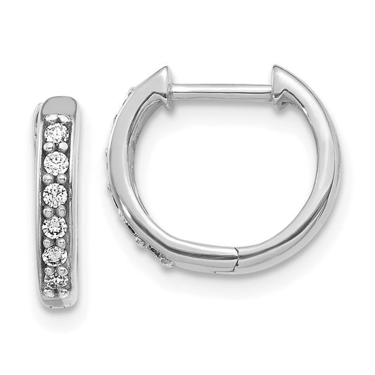 14k White Gold Diamond Hinged Hoop Earrings