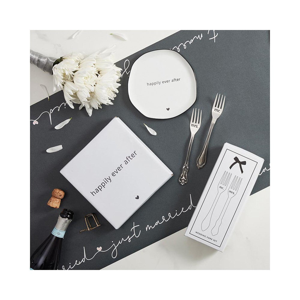 Ceramic HAPPILY EVER AFTER Wedding Cake Plate