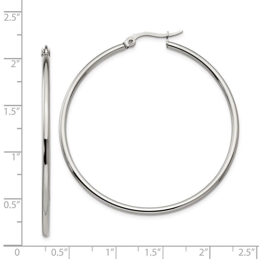 Stainless Steel Polished 48mm Diameter Hoop Earrings