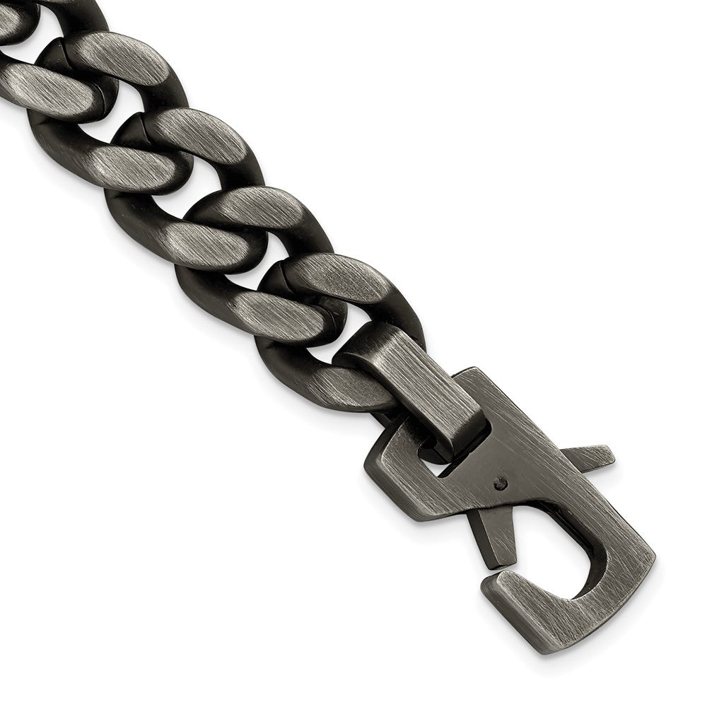 Chisel Stainless Steel Antiqued and Brushed 14mm Curb Link 8.75 inch Bracelet 8.75 inches