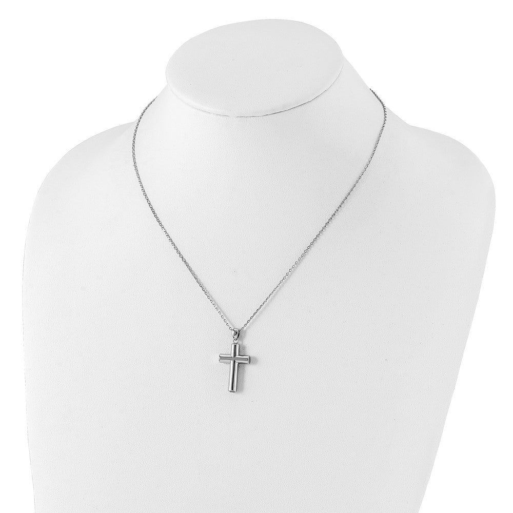 Sterling Silver Rhodium-plated Cross Ash Holder 18in Necklace 18 Inches