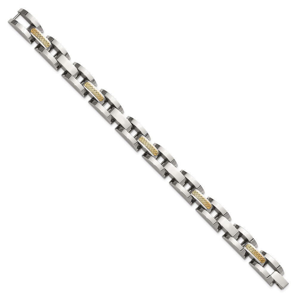 Chisel Stainless Steel Polished with 14K Gold Accent 8.25 inch Link Bracelet 8.25 inches