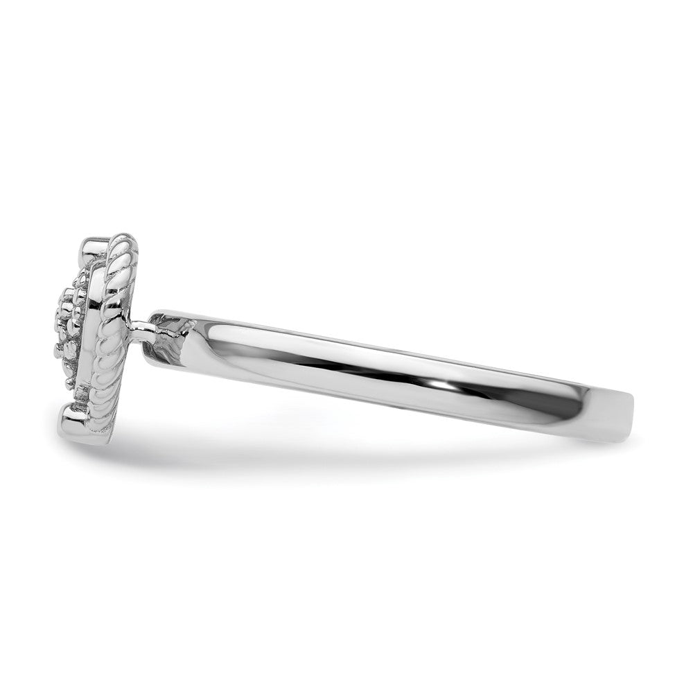 Sterling Silver Stackable Expressions Heart Diamond Ring Size -10