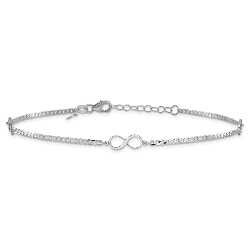14k White Gold Polished Infinity 9in Plus 1in ext. Anklet